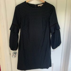 LOFT Plaid Long Sleeve Shift Dress